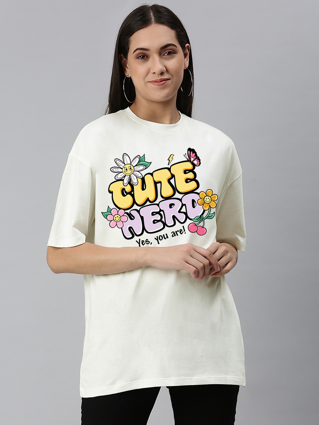 

Harvard Off White Typography Printed Oversized Cotton T-shirt