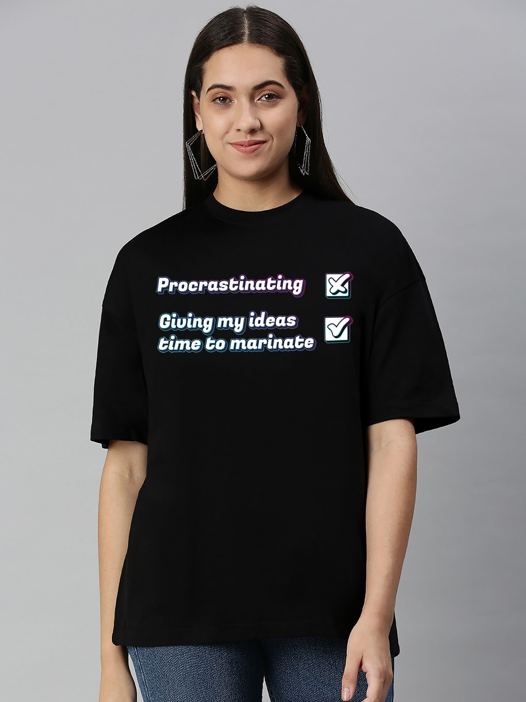 

Harvard Black Typography Printed Oversized Cotton T-shirt