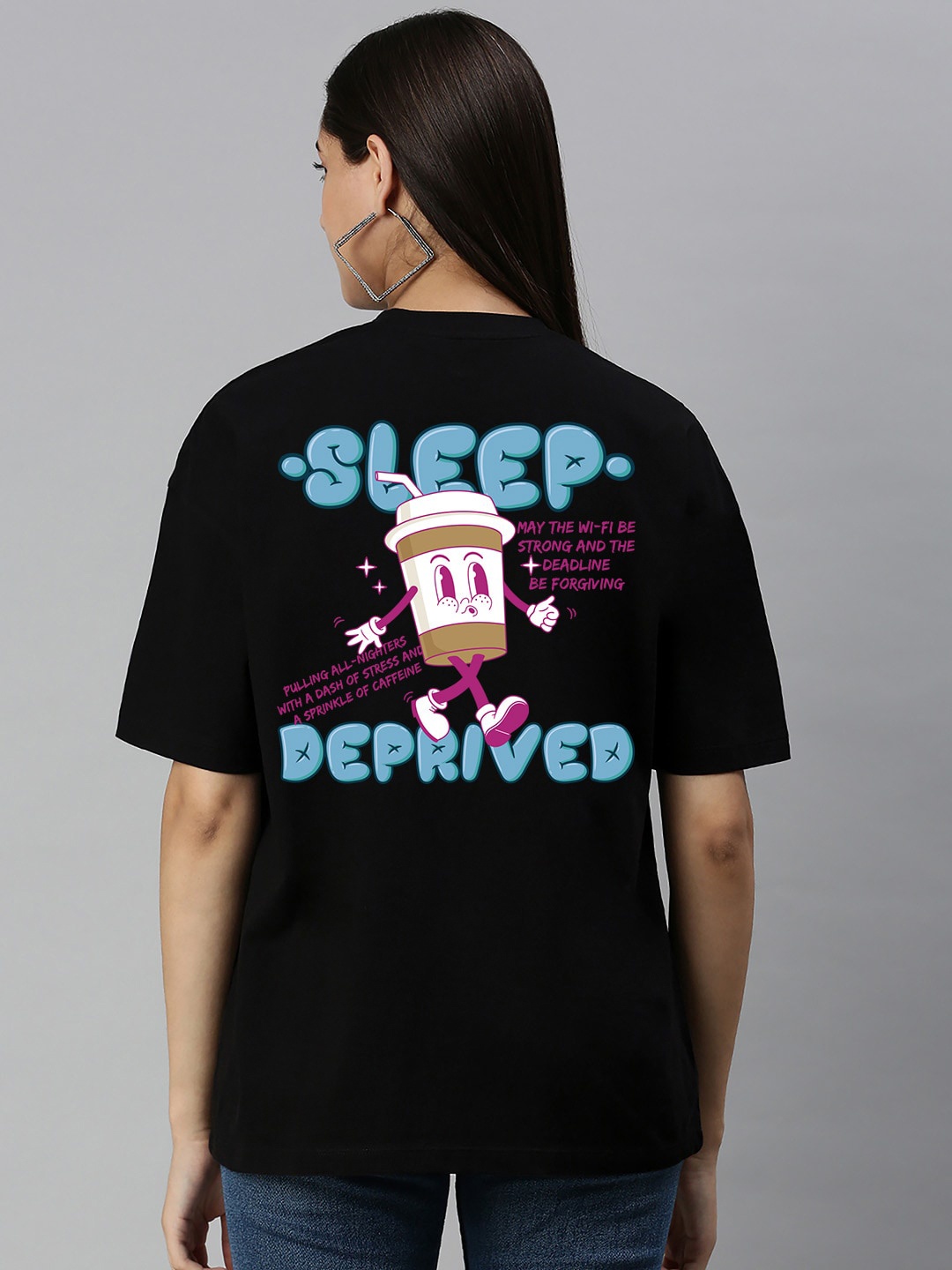 

Harvard Black Graphic Printed Oversized Cotton T-shirt