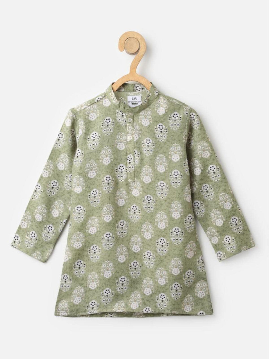 

UrbanMark Boys Green Quirky Printed Sequinned Anarkali Kurta