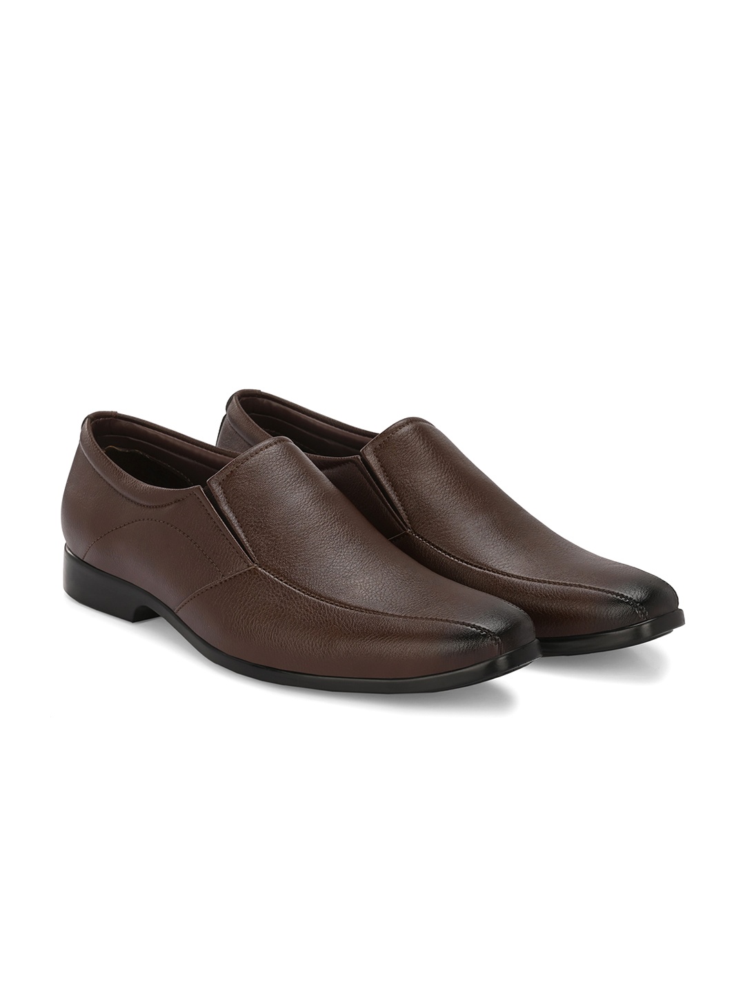 

Azzaro Black Men Textured Formal Slip-On Shoes, Brown