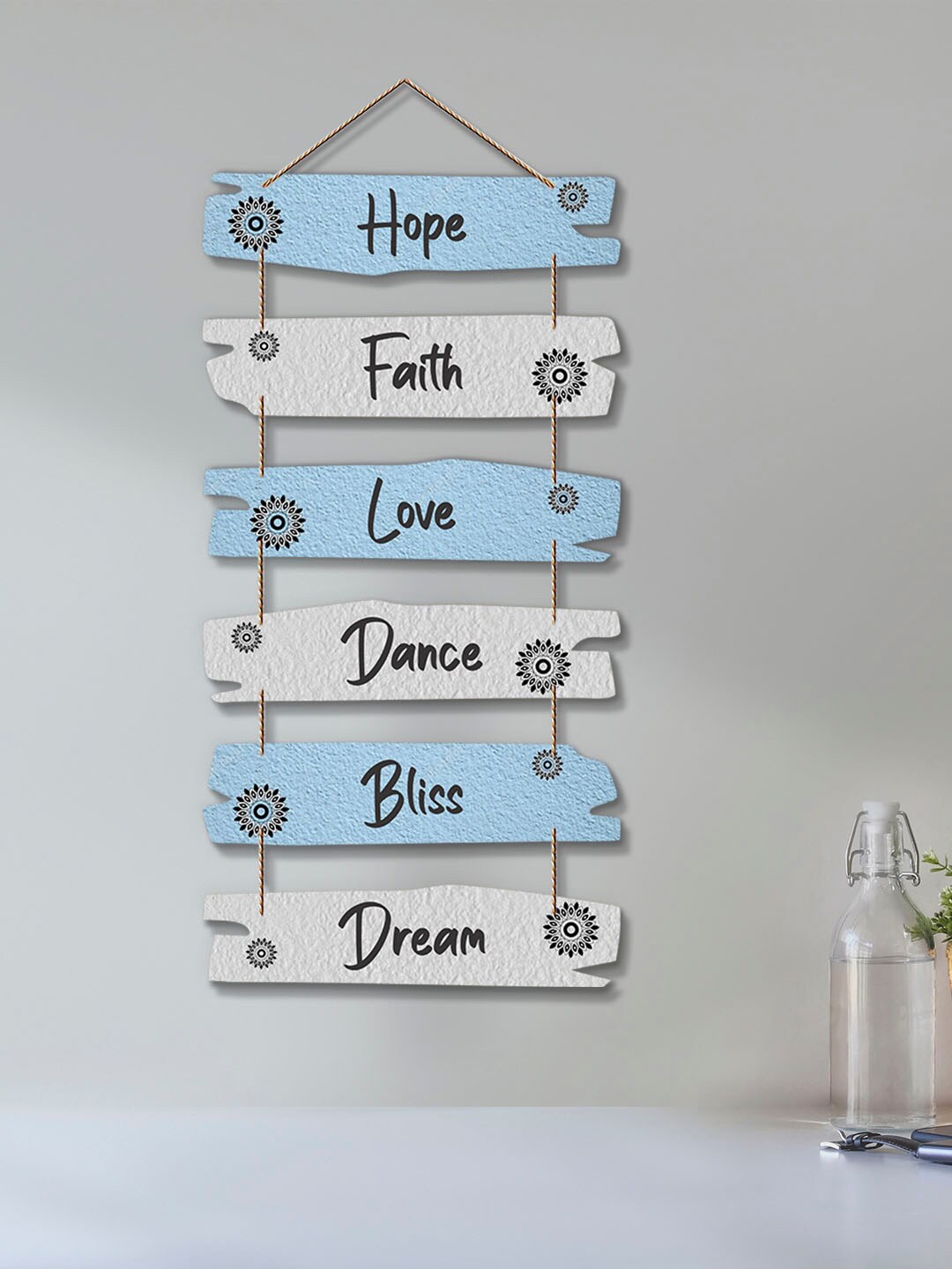 

ArtVibes Blue & White Positive Quote Decorative Wooden Wall Hanging
