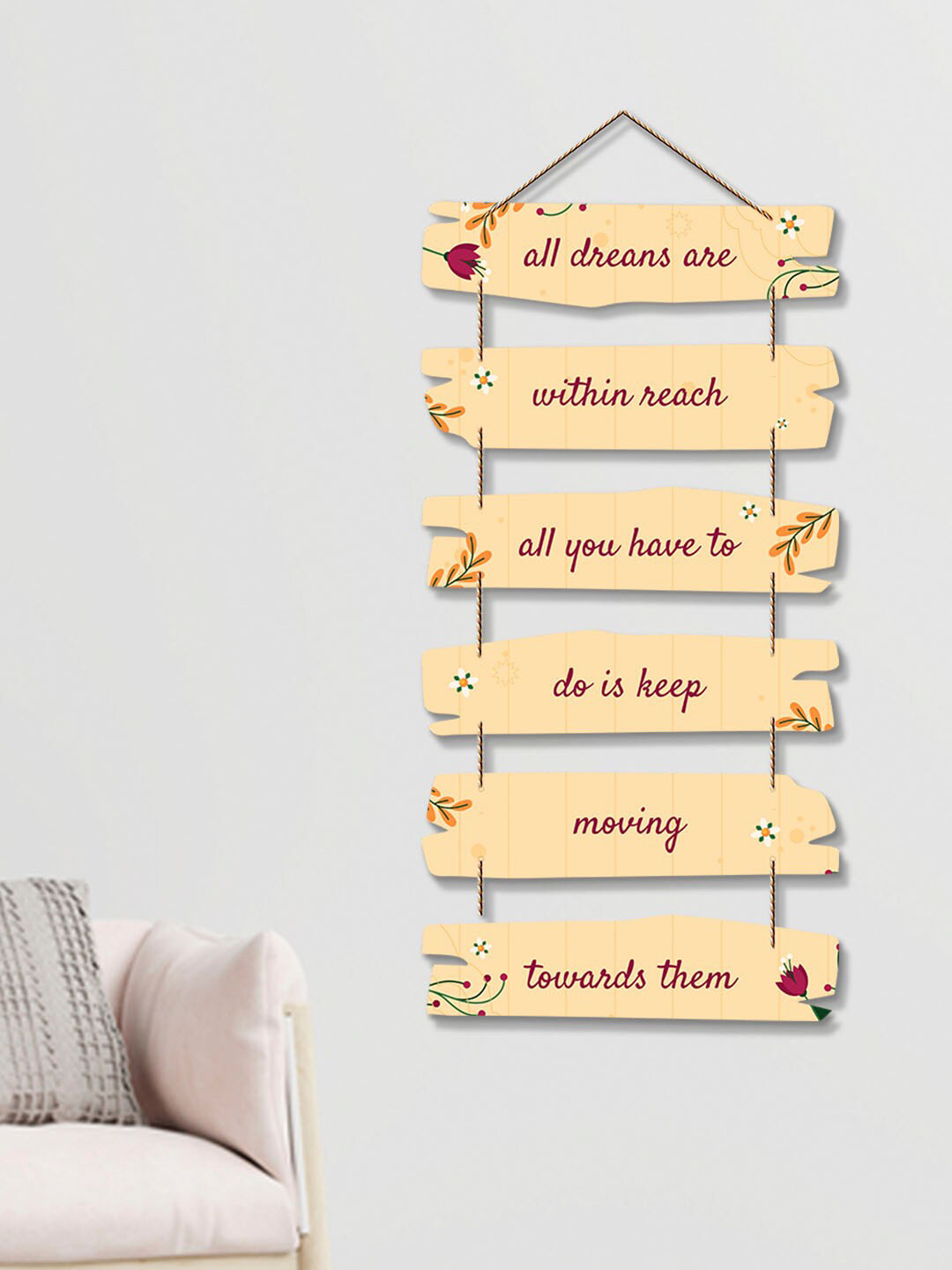

ArtVibes Beige & Pink Religious Mantra Decorative Art Wooden Wall Hanging