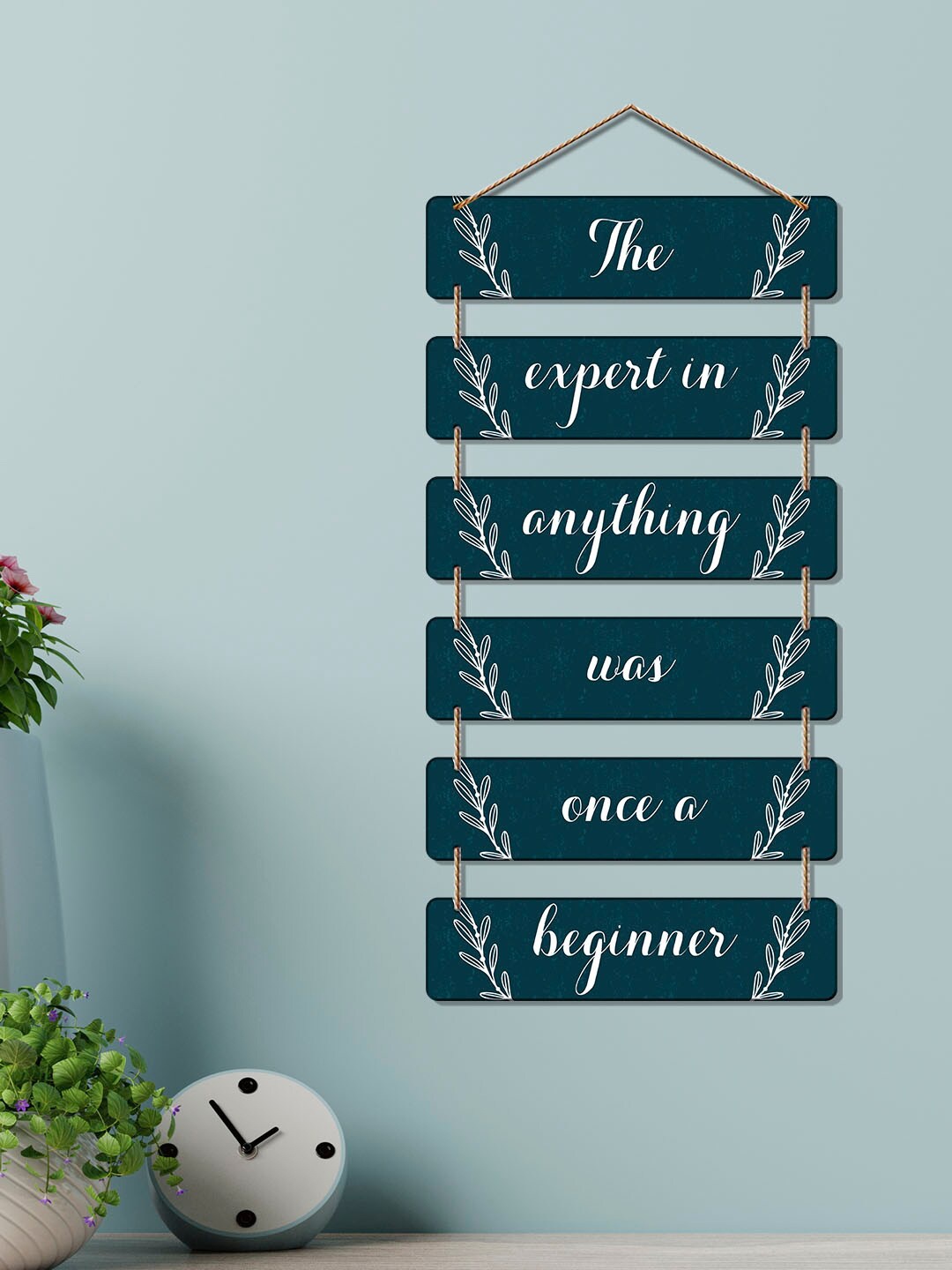 

ArtVibes Teal Green & White Positive Quote Decorative Wooden Wall Hanging