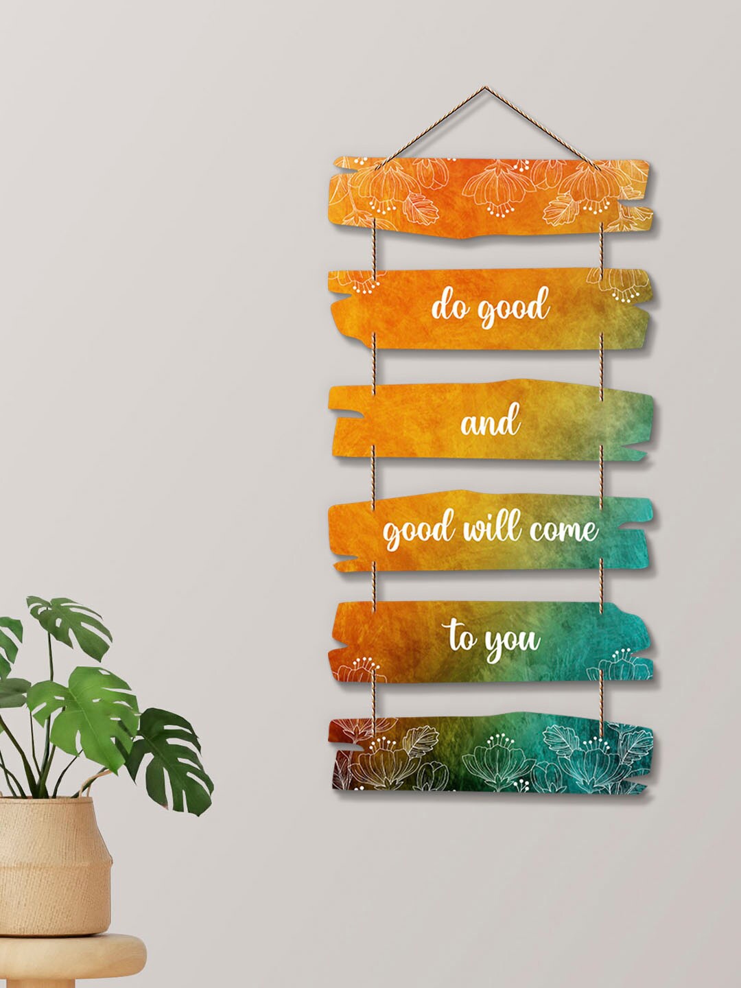 

ArtVibes Orange-color & Green Positive Quote Wall Hanging