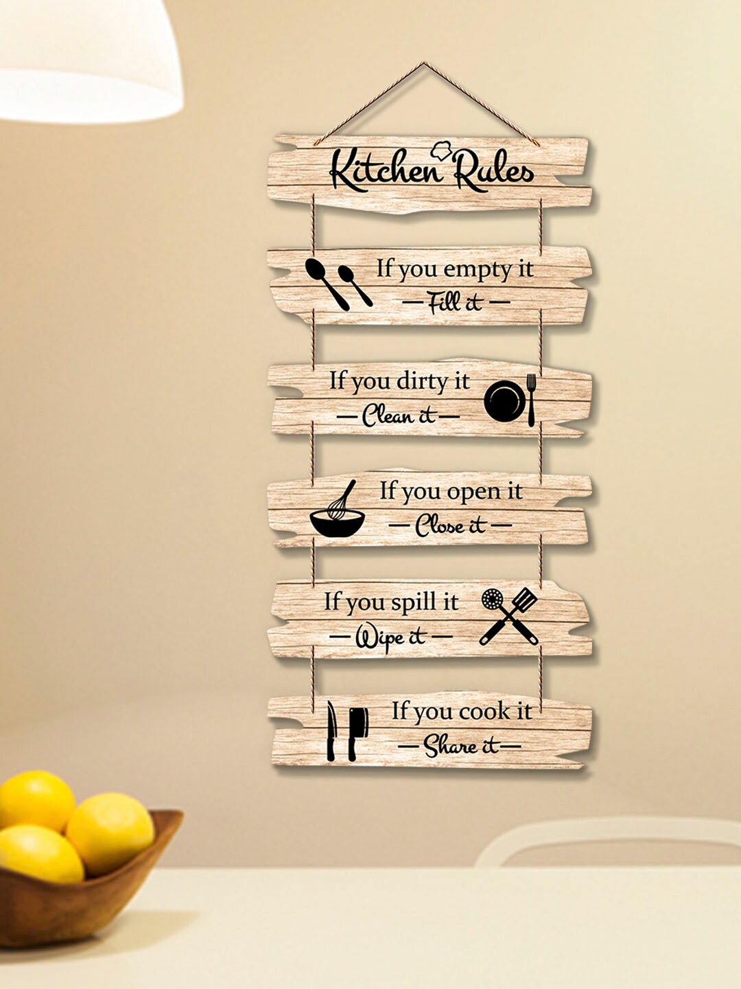 

ArtVibes Brown & Black Positive Quote Decorative Wooden Wall Hanging