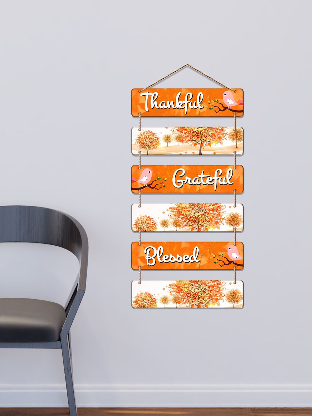 

ArtVibes Orange-Color & Beige Floral Designer Decorative Wooden Wall Hanging