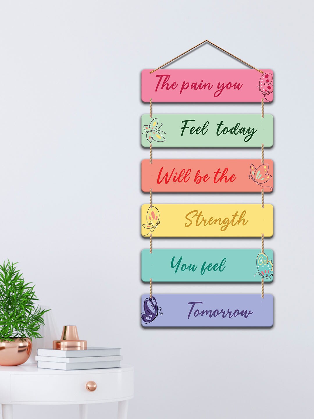 

ArtVibes Pink & Green Motivational Quote Decorative Wooden Wall Hanging