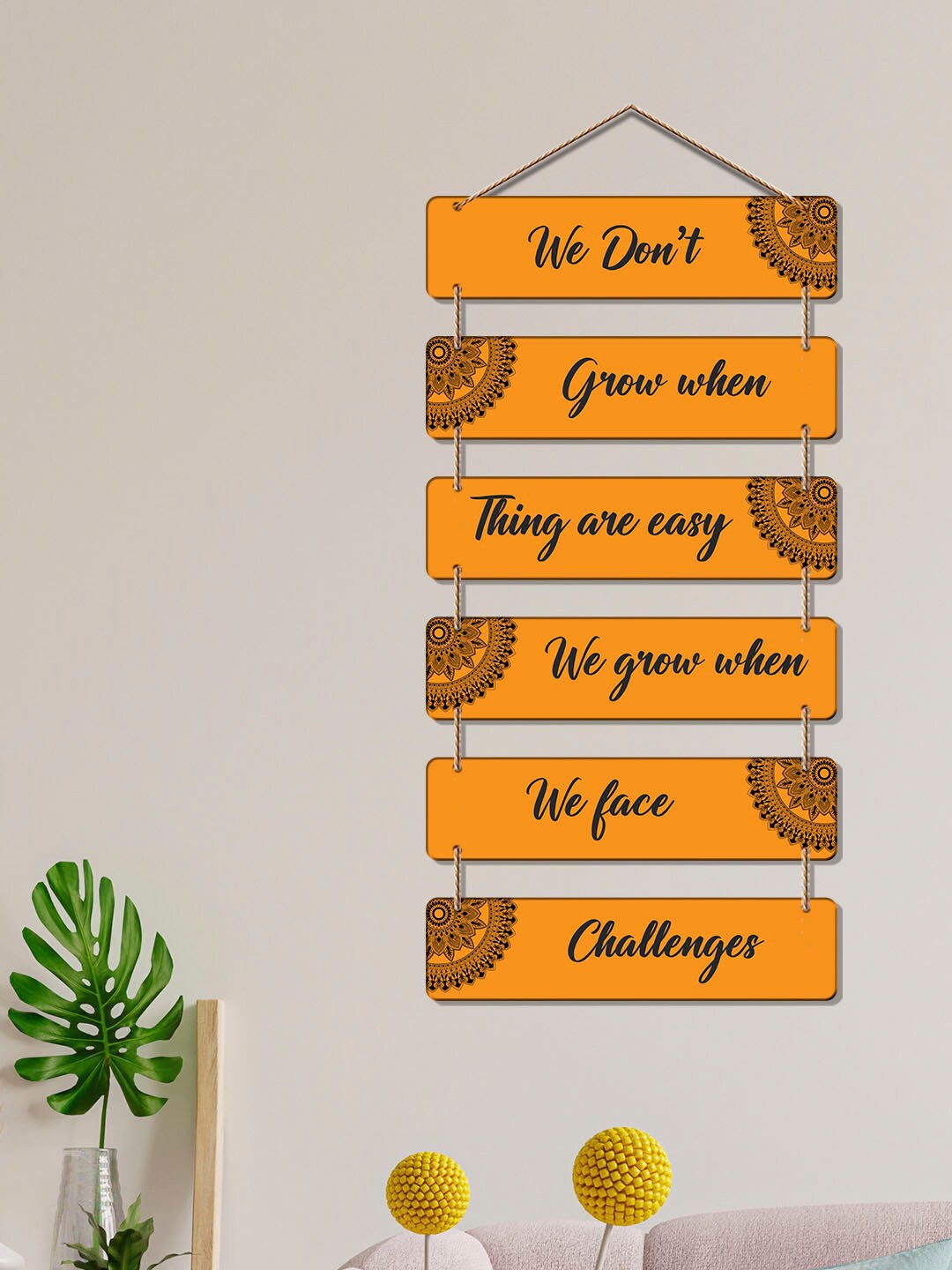 

ArtVibes Orange-color & Black Positive Quote Wall Hanging
