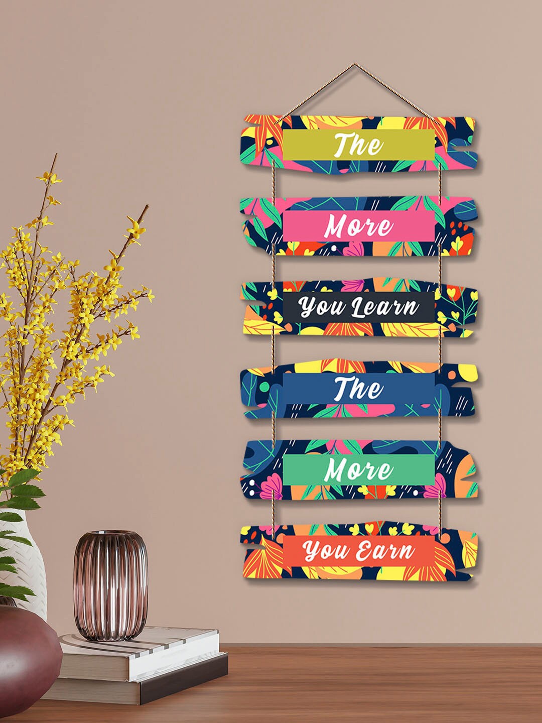 

ArtVibes Yellow & White Decorative Wooden Wall Hanging