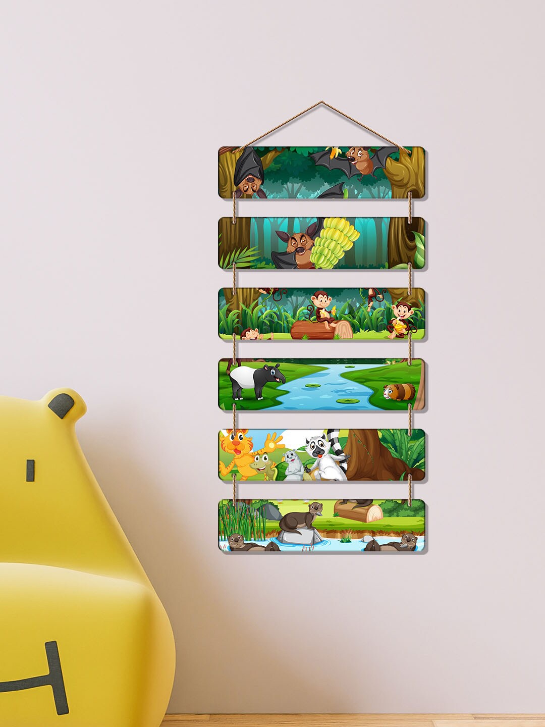 

ArtVibes Green & Blue Cartoon Design Decorative Art Wooden Wall Hanging