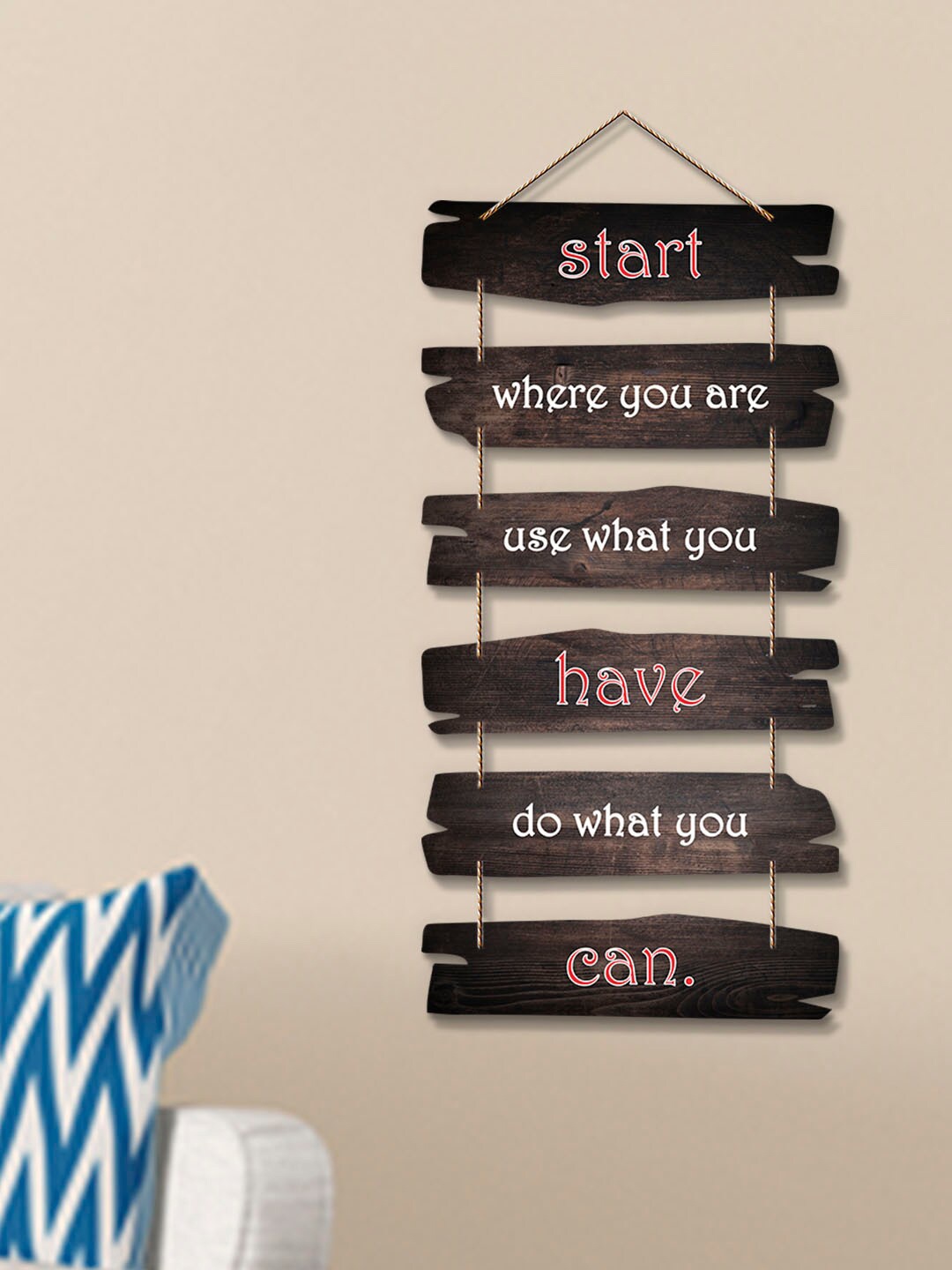 

ArtVibes Charcoal Black & White Positive Quote Wooden Wall Hanging