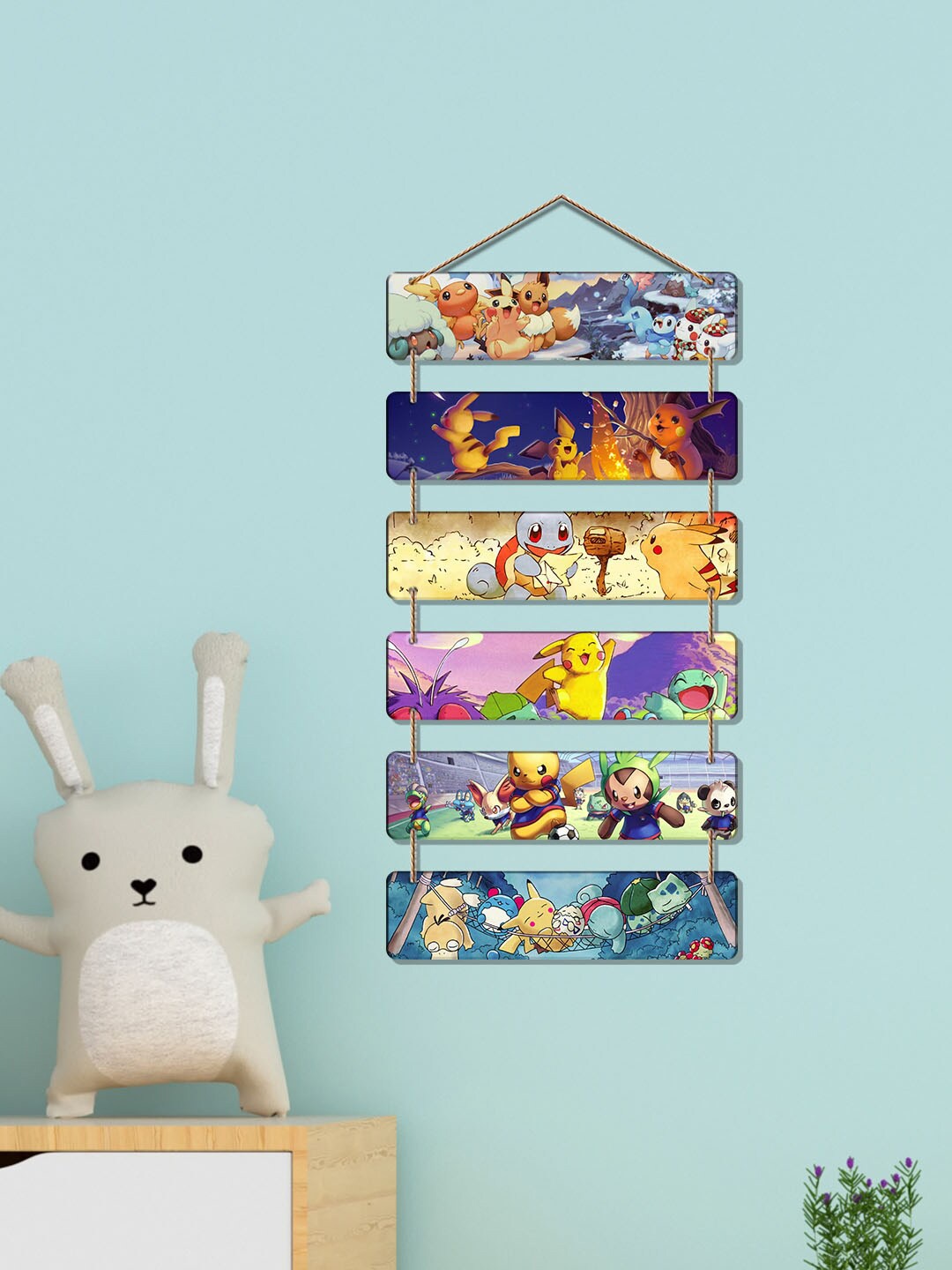 

ArtVibes Blue & Brown Cartoon Art Wooden Wall Hanging