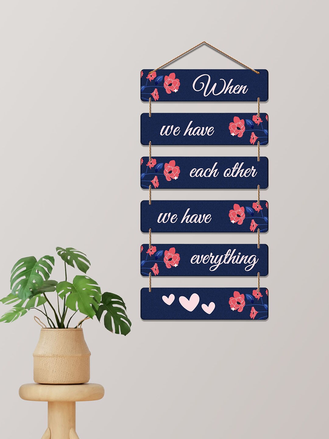 

ArtVibes Blue & White Positive Quote Wooden Wall Hanging