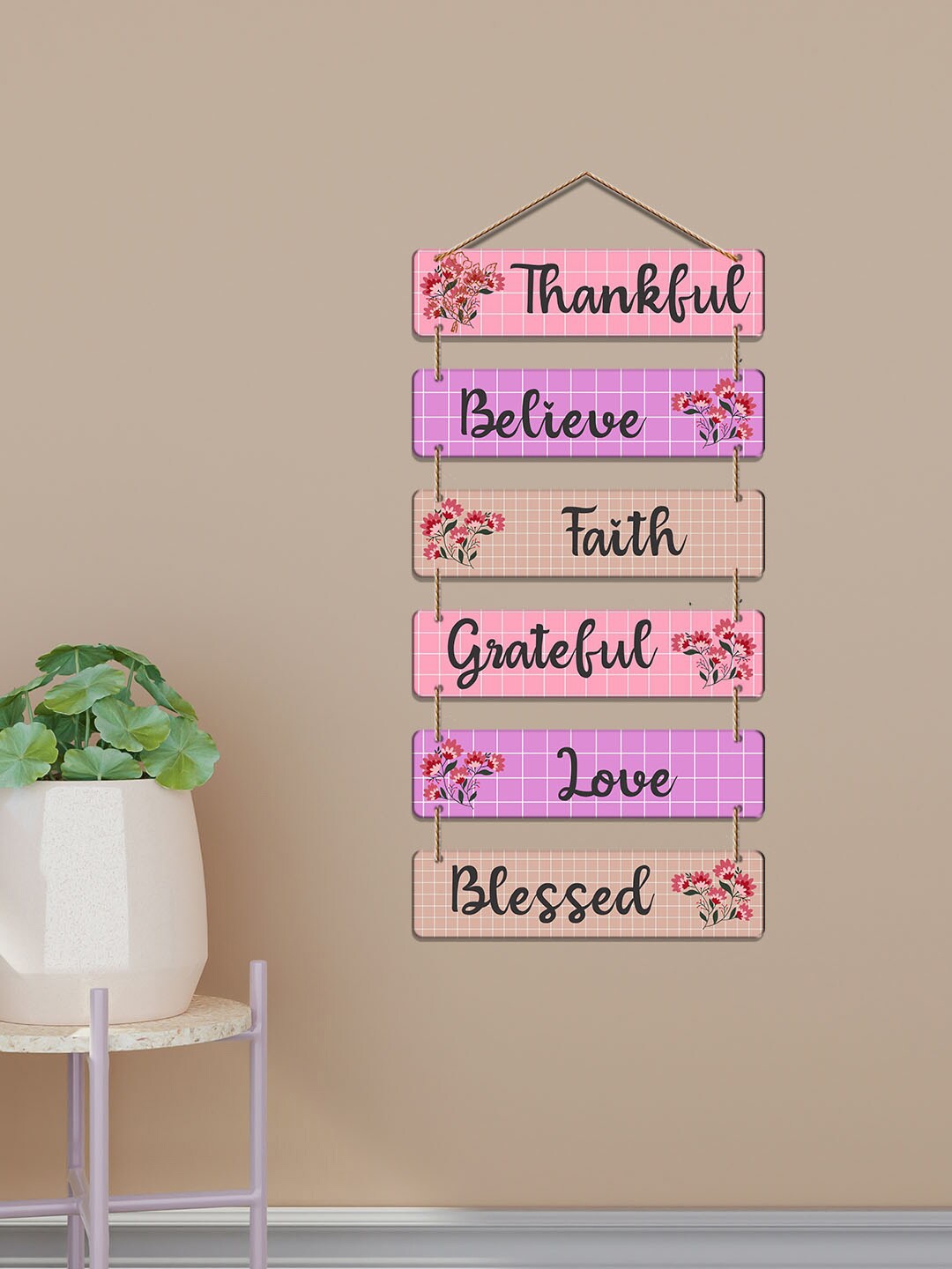 

ArtVibes Pink & Purple Positive Quote Wooden Wall Hanging