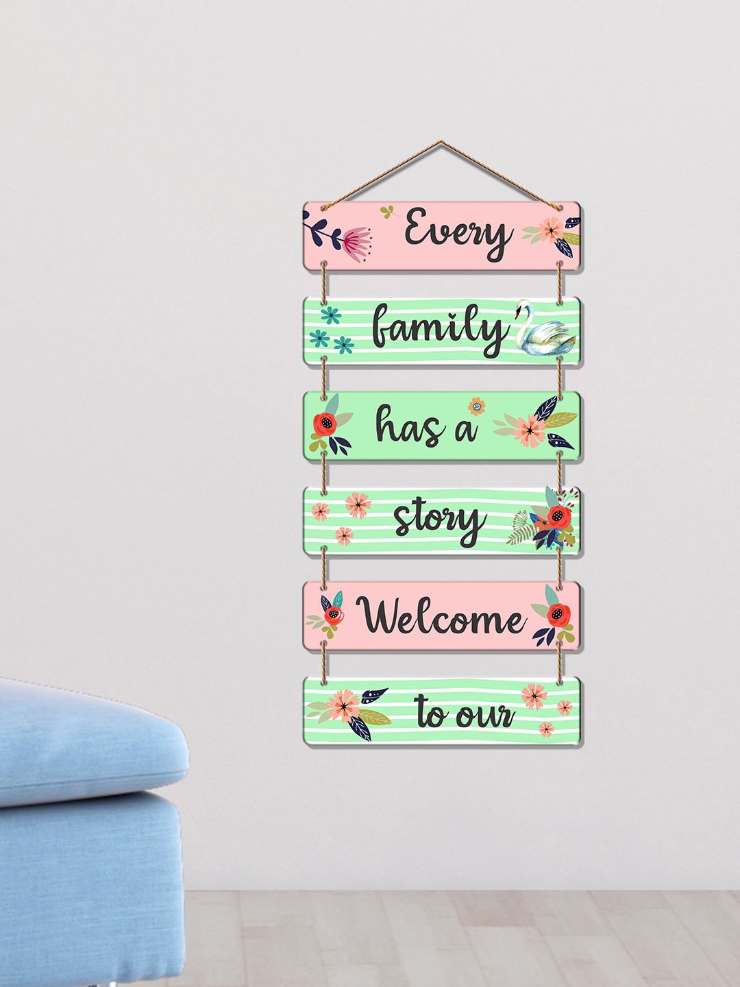 

ArtVibes Pink & Green Positive Quote Wooden Wall Hanging
