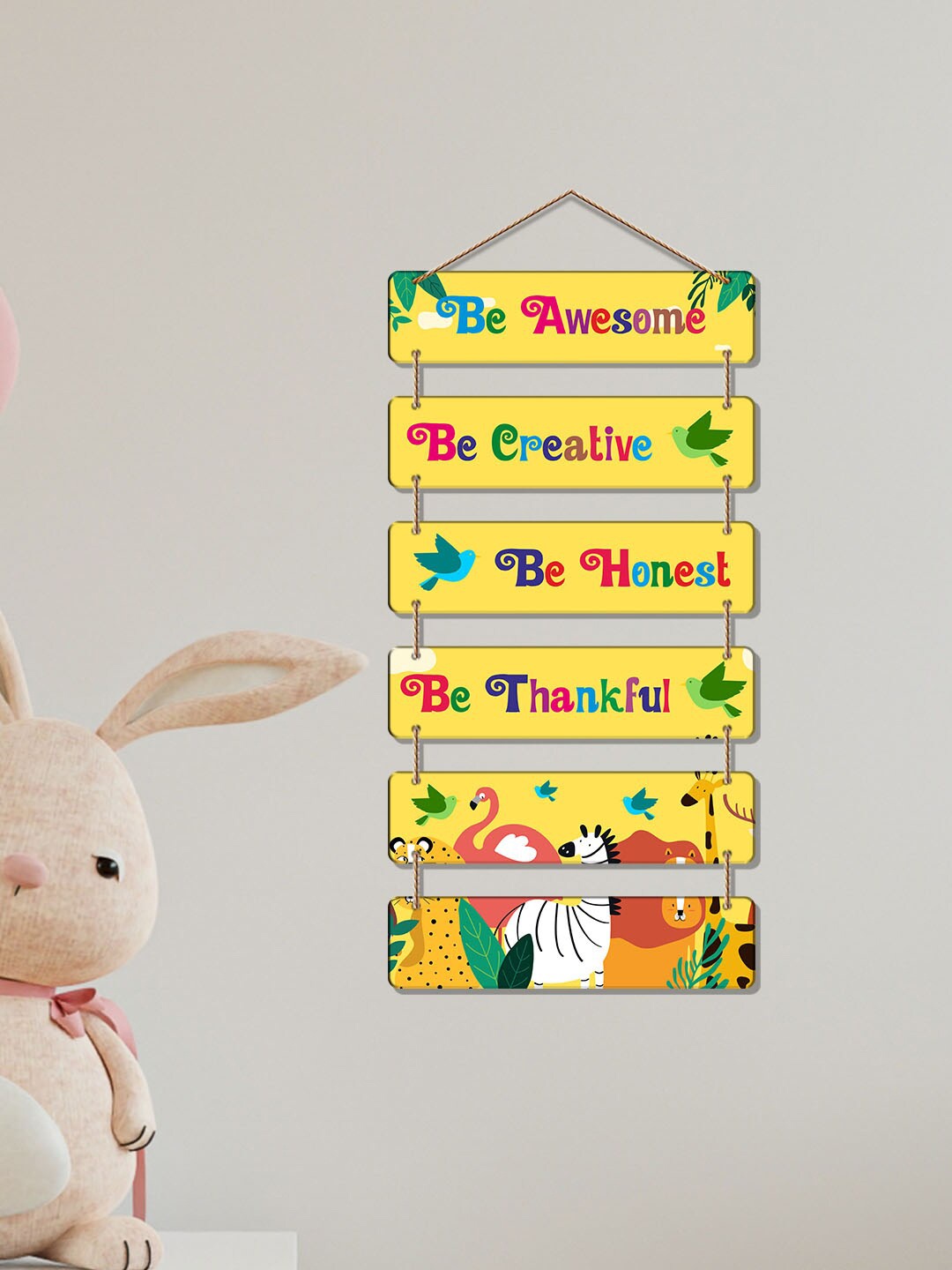 

ArtVibes Yellow Positive Quote Wooden Wall Hanging