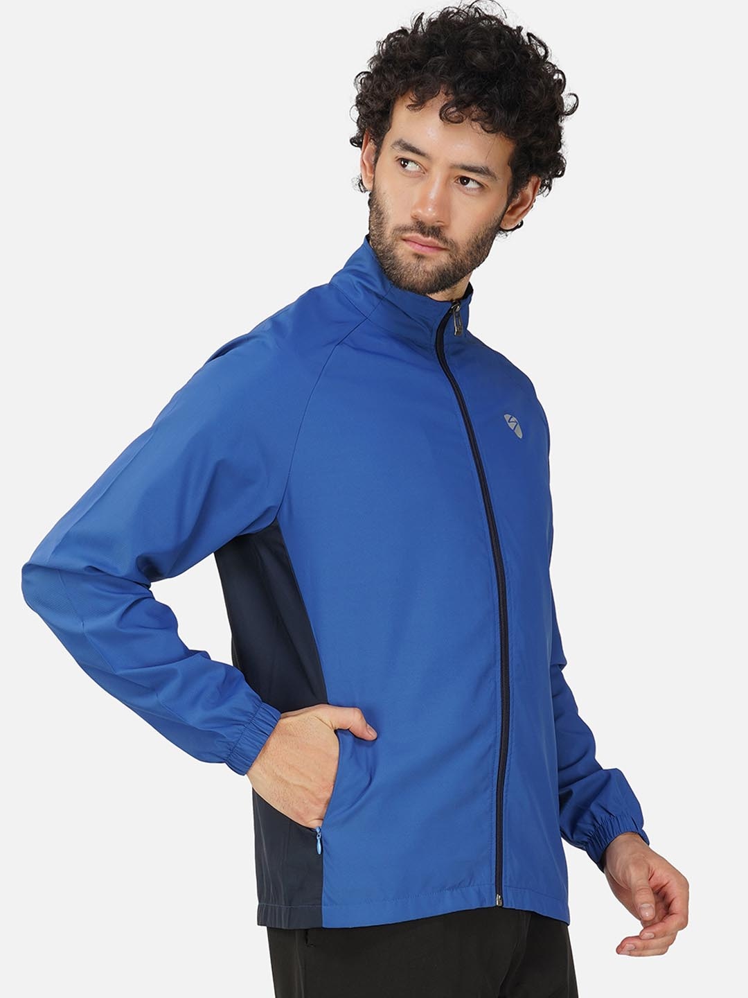 

UNPAR Colourblocked Mock Collar Lightweight Sporty Jacket, Blue