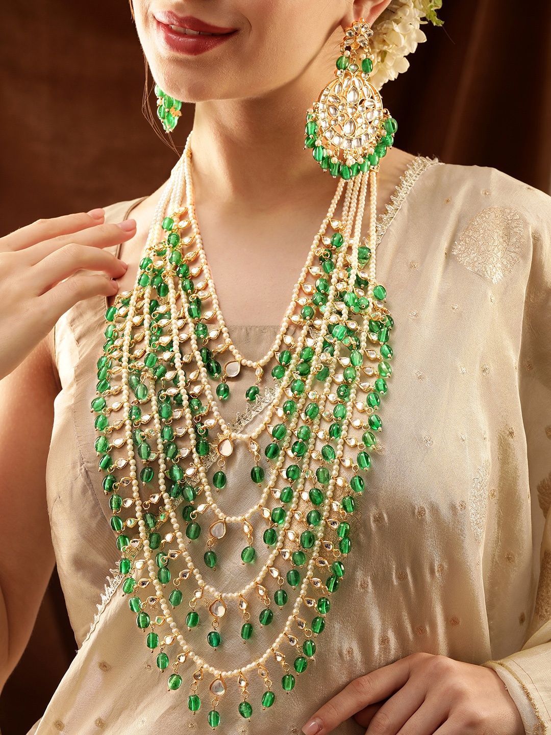 

Rubans 22K Gold-Plated Stone-Studded Jewellery Set