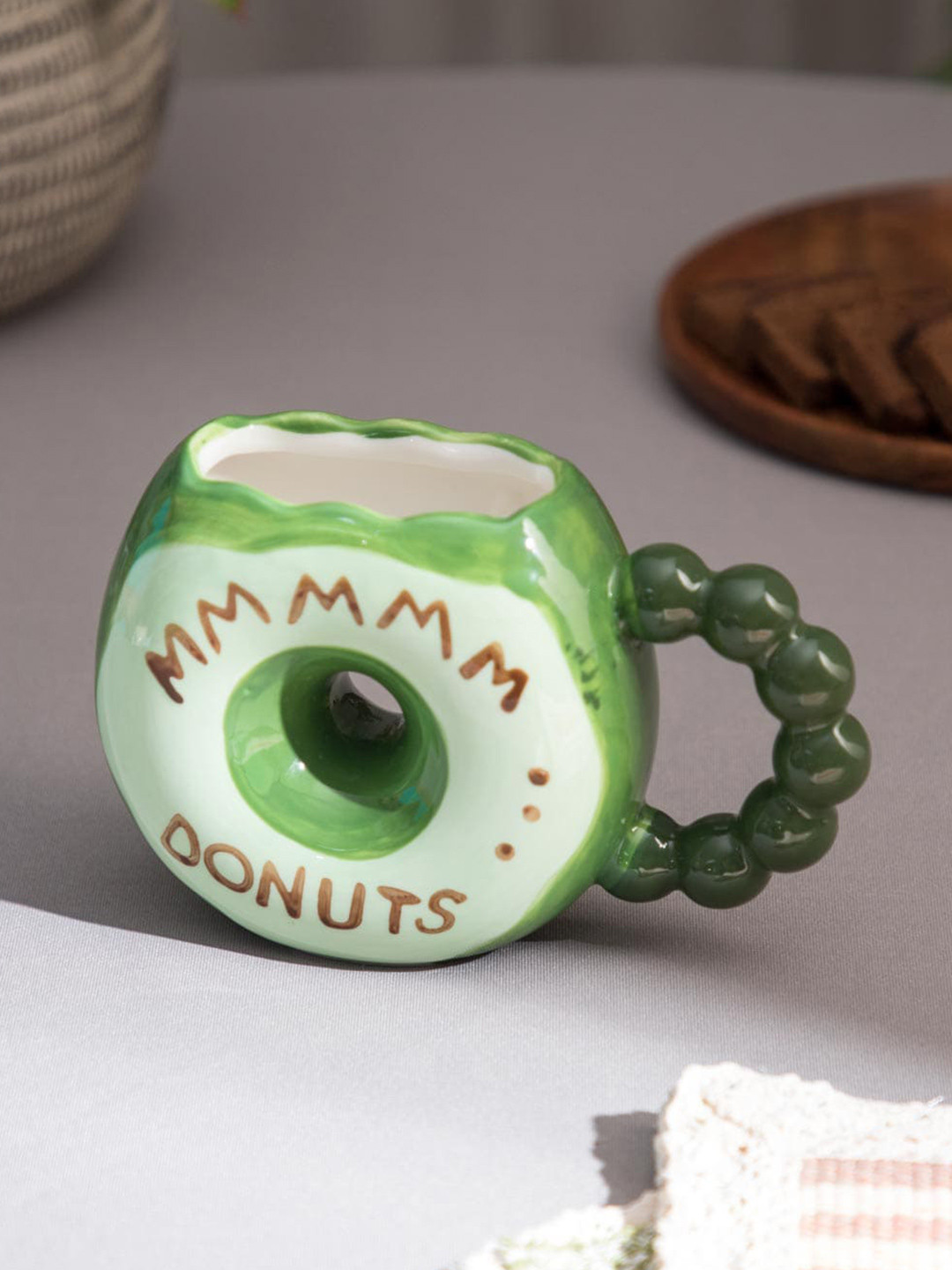 

THEDECORKART Green & White Printed Ceramic Matte Cup 200 ML