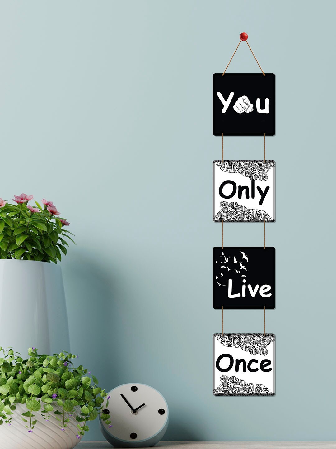 

ArtVibes Black & White Positive Quote Wooden Wall Hanging