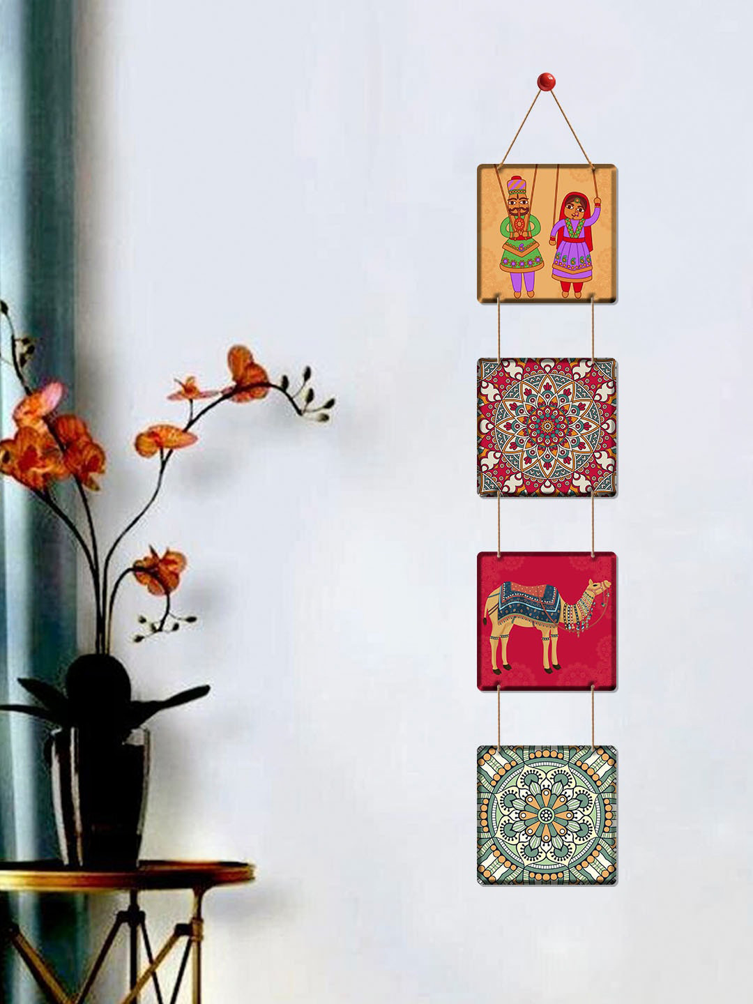 

ArtVibes Yellow & Red Rajasthani Art Designer Wooden Wall Hanging
