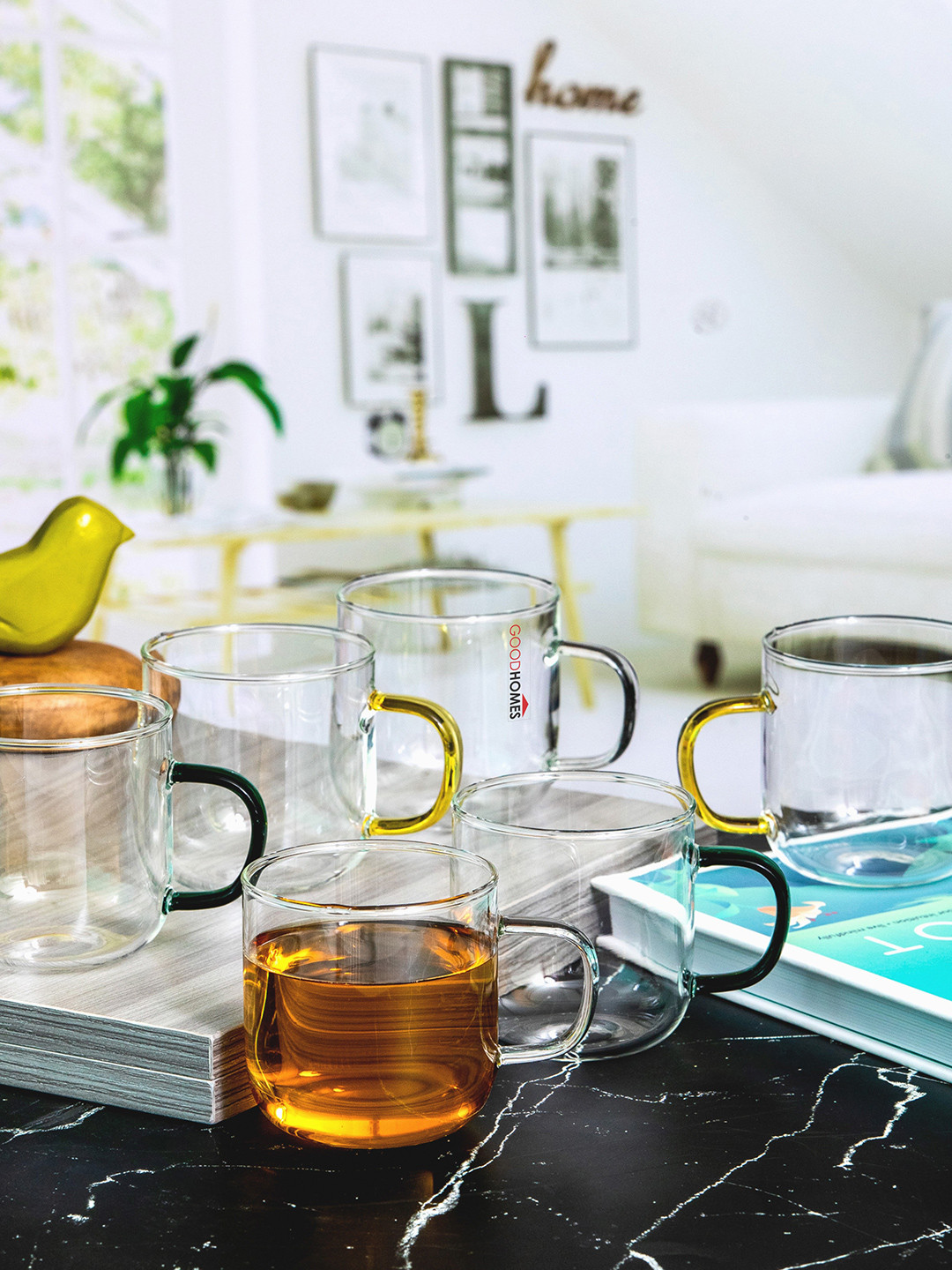 

GOODHOMES Transparent 6 Pieces Glass Transparent Mugs - 320 ml Each