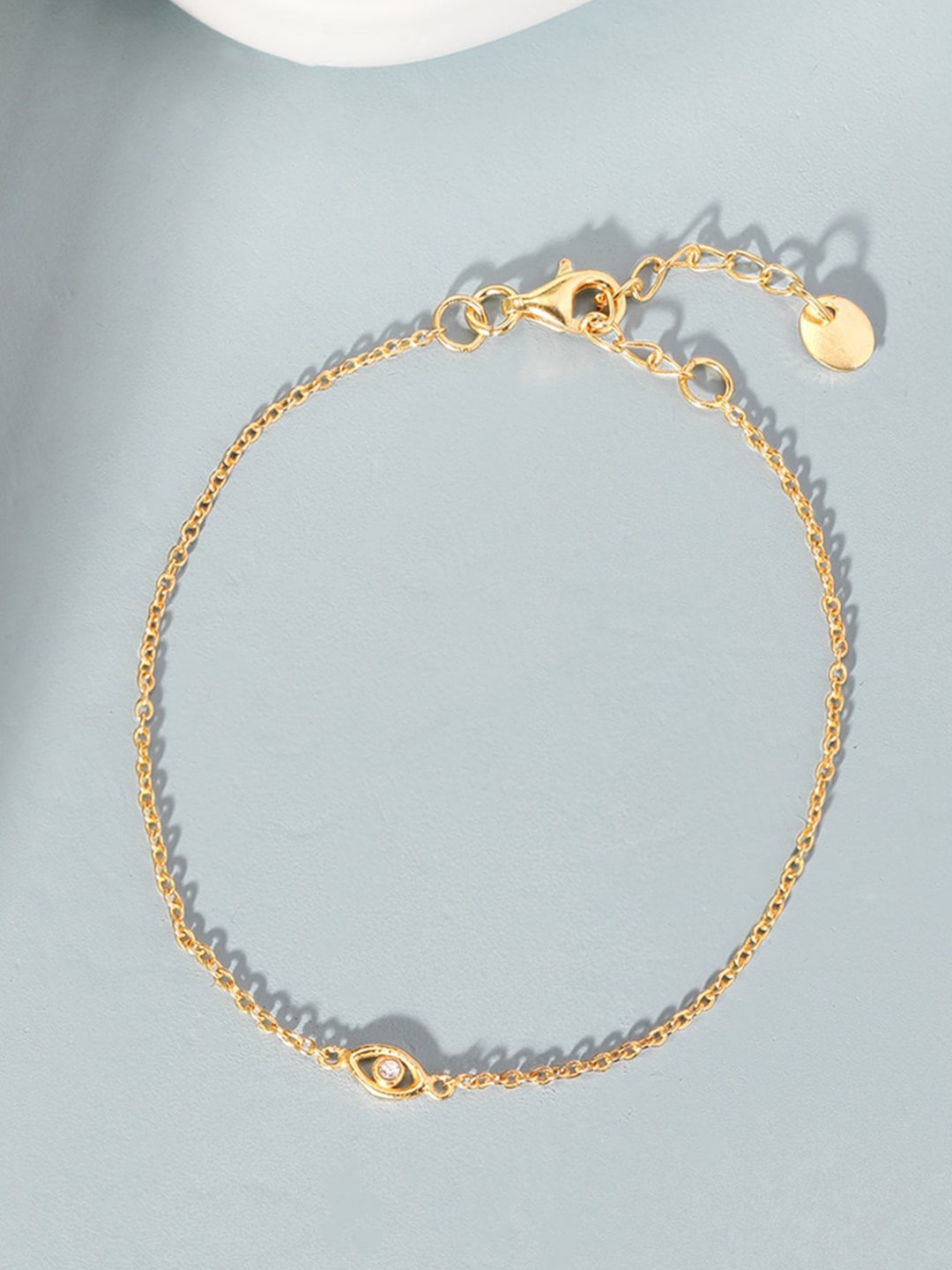 

Rubans Silver Sterling Silver Cubic Zirconia Gold-Plated Link Bracelet