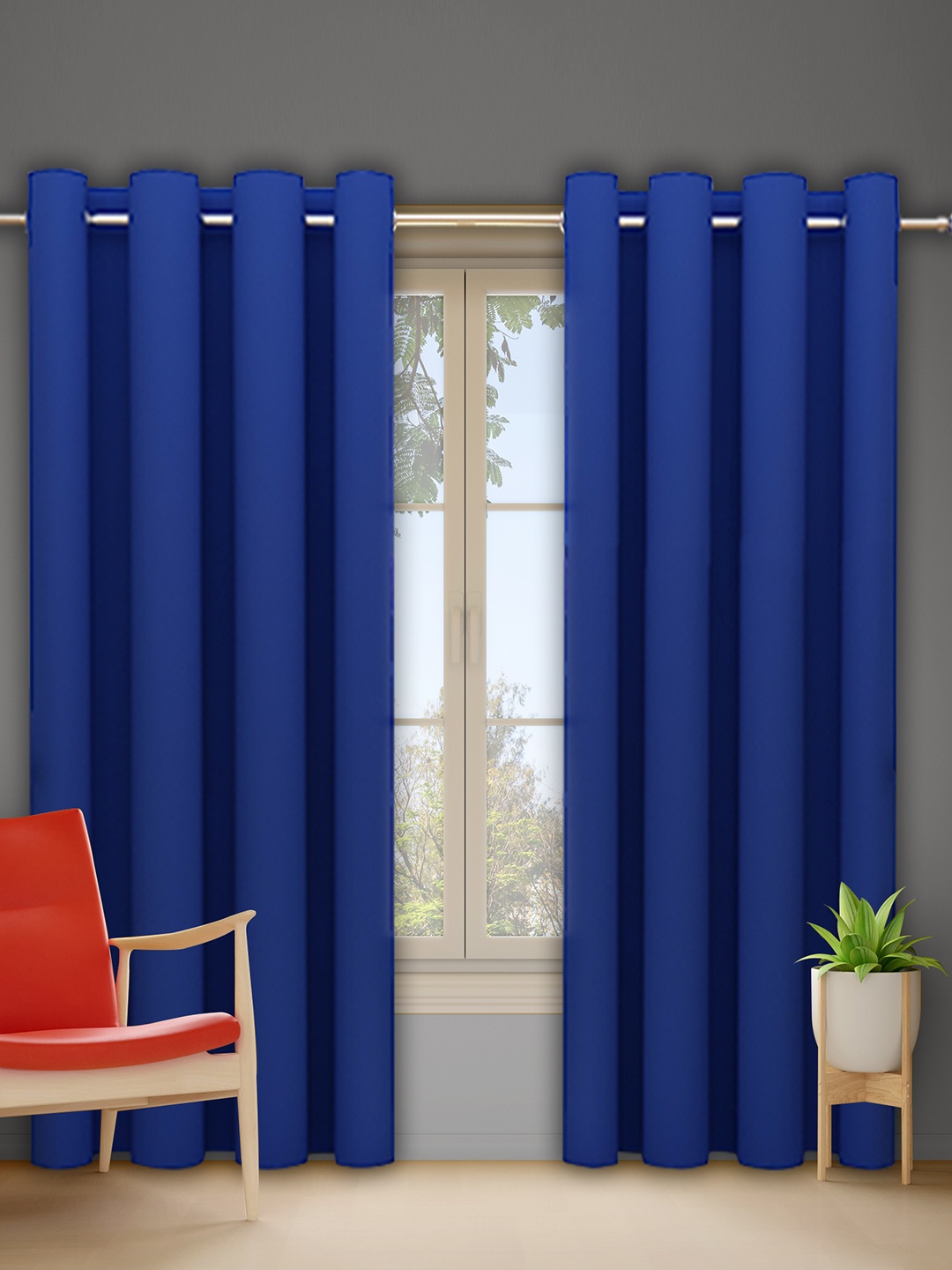 

DREAM CARE Blue 2 Pieces Black Out Door Curtains