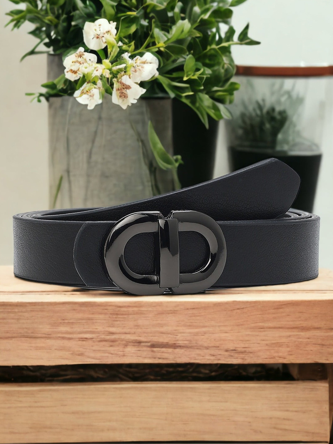

CRUSSET Women Textured Slim Belt, Black