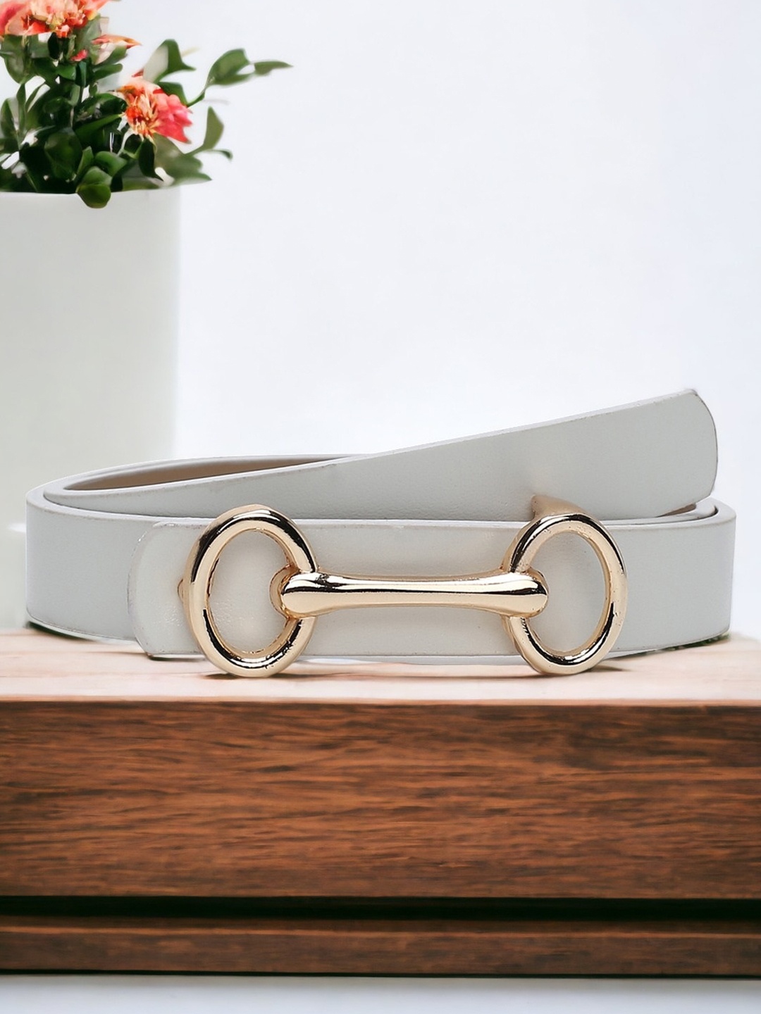 

CRUSSET Women Slim Casual Belt, White