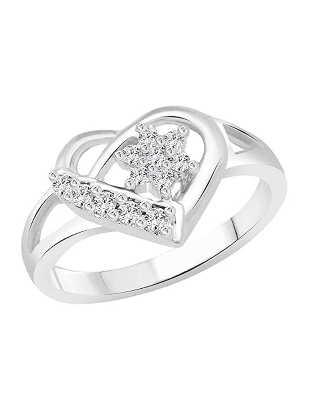 

Vighnaharta Rhodium-Plated CZ-Studded Finger Ring, Silver