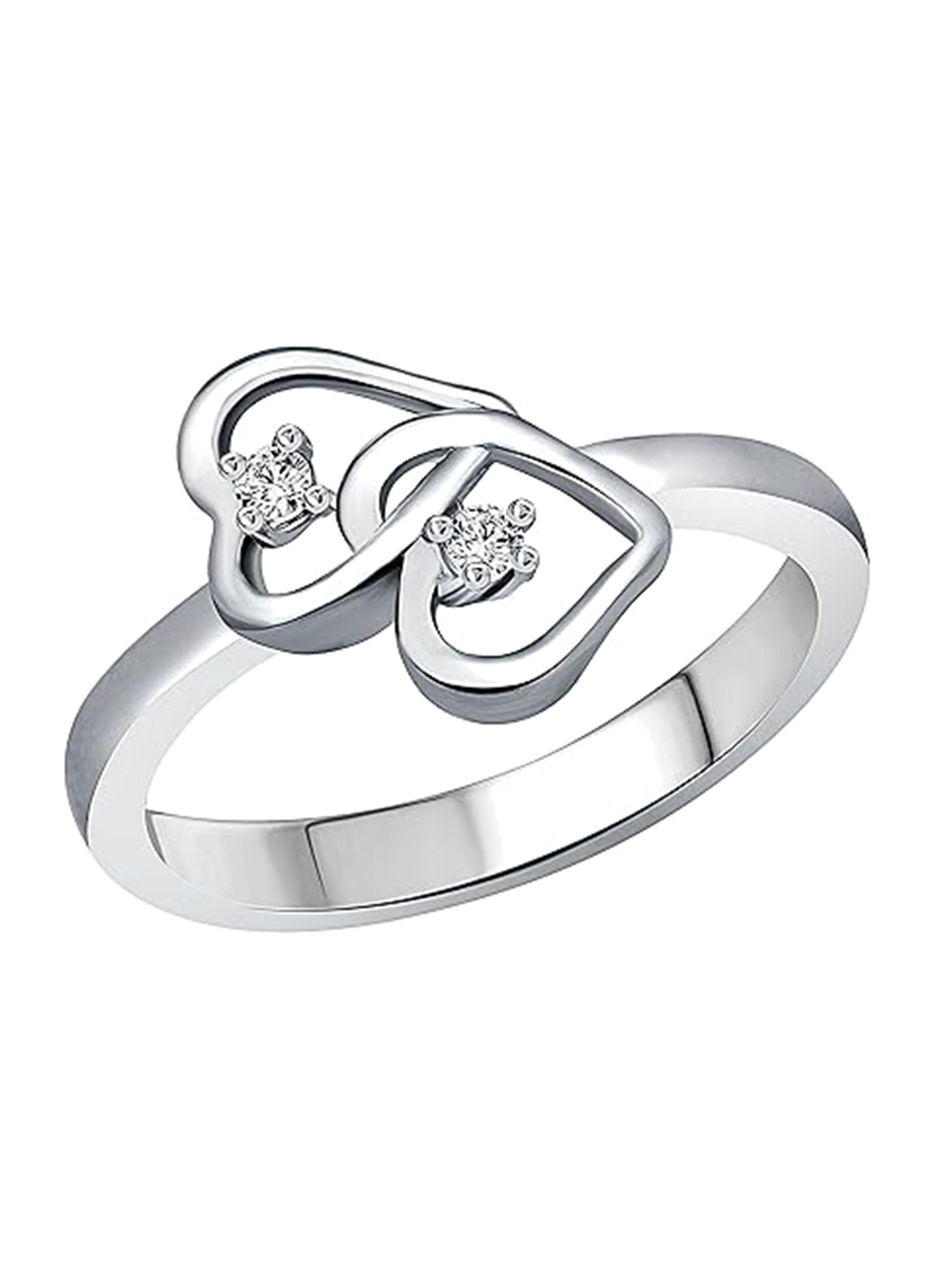

Vighnaharta Rhodium Plated CZ Studded Finger Ring, Silver