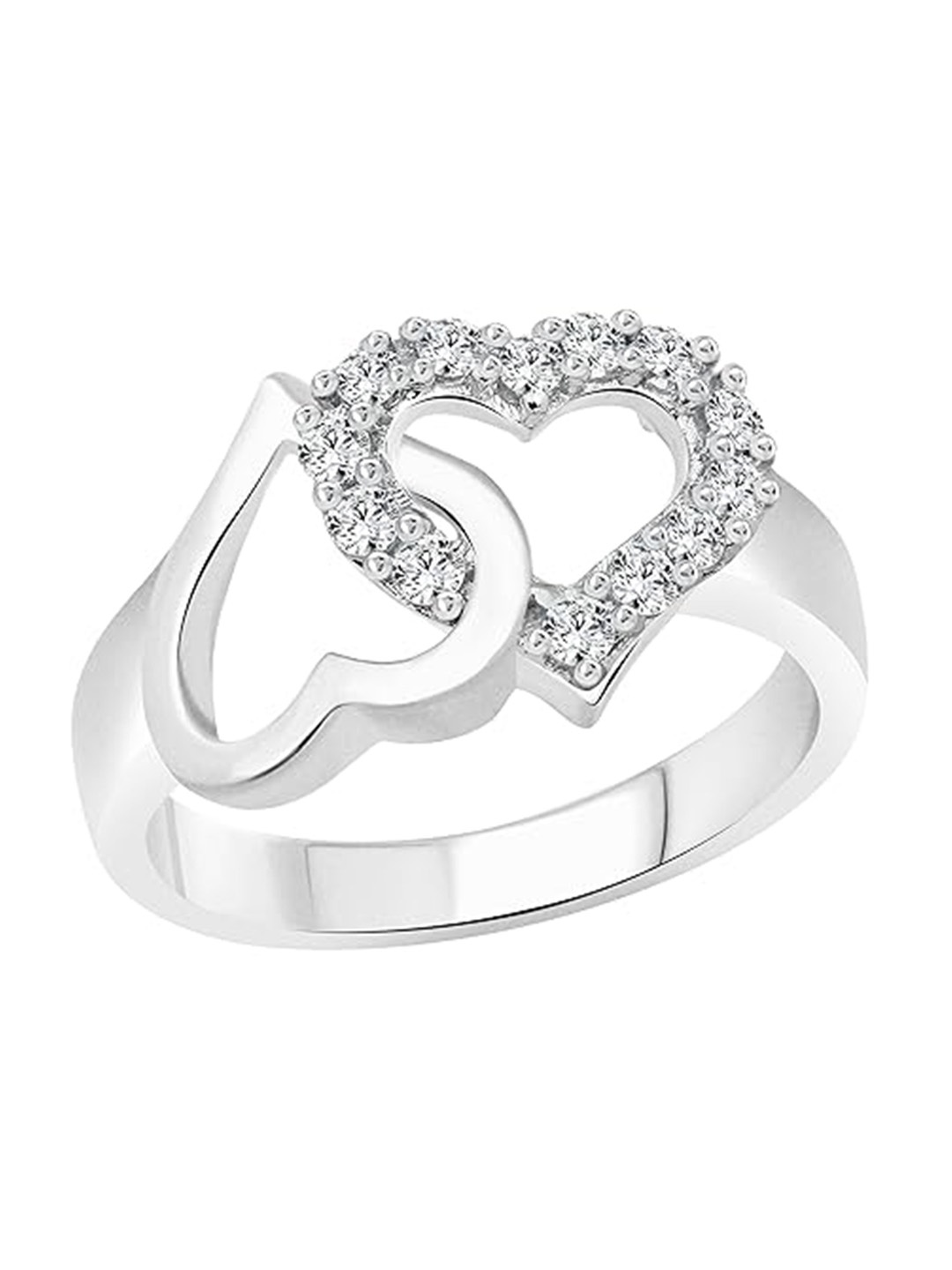 

Vighnaharta Rhodium-Plated CZ Studded Finger Ring, Silver