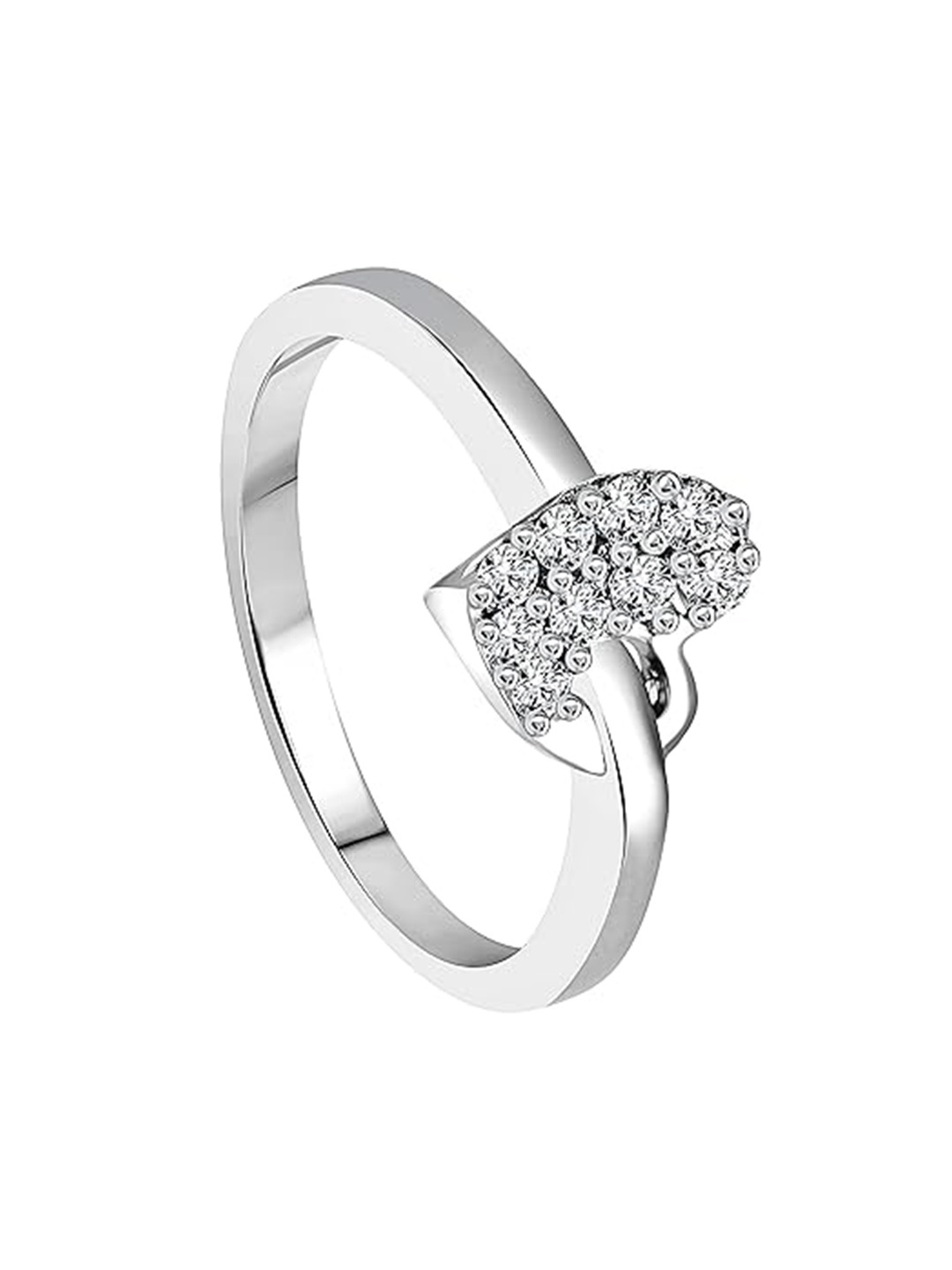 

Vighnaharta Rhodium-Plated CZ-Studded Finger Ring, Silver