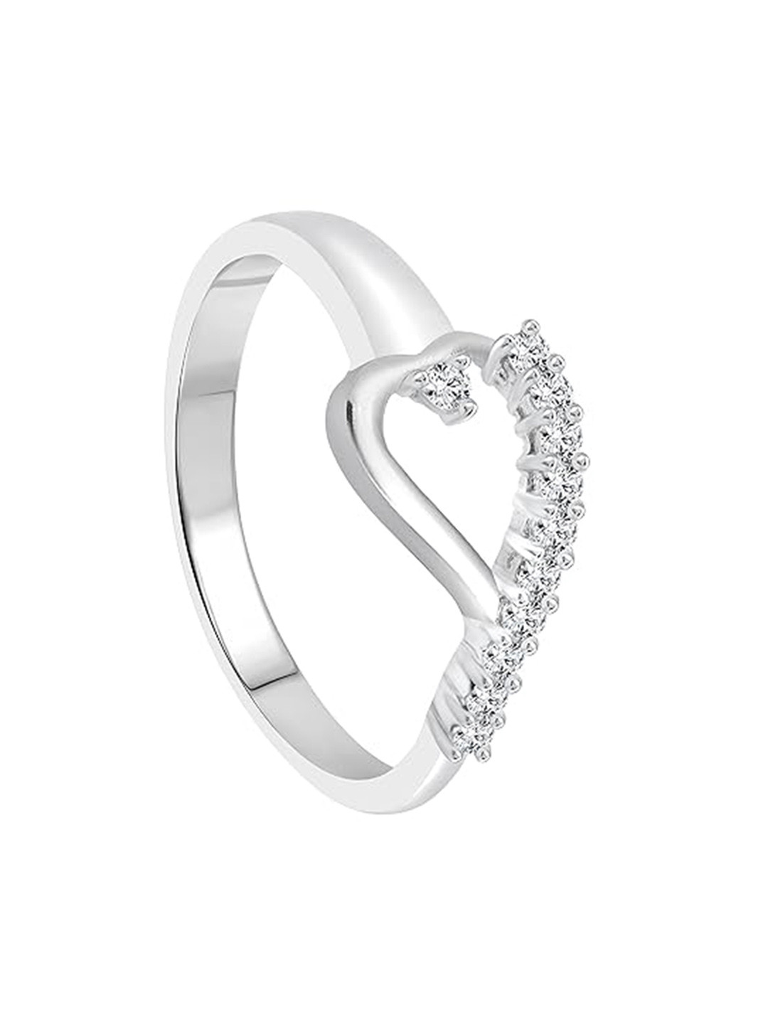 

Vighnaharta Rhodium-Plated CZ-Studded Finger Ring, Silver
