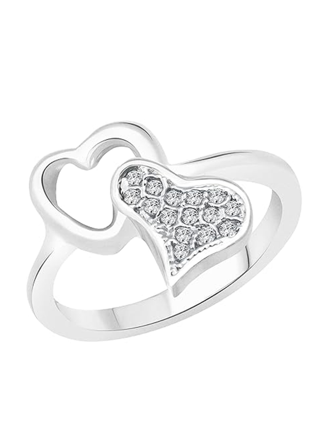 

Vighnaharta Rhodium-Plated CZ-Studded Finger Ring, Silver