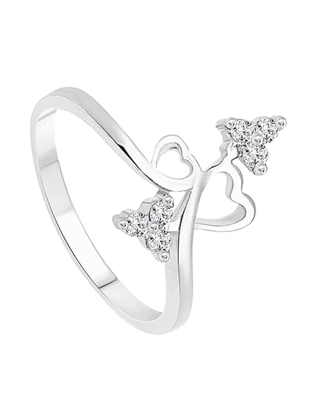 

Vighnaharta Rhodium-Plated CZ-Studded Finger Ring, Silver