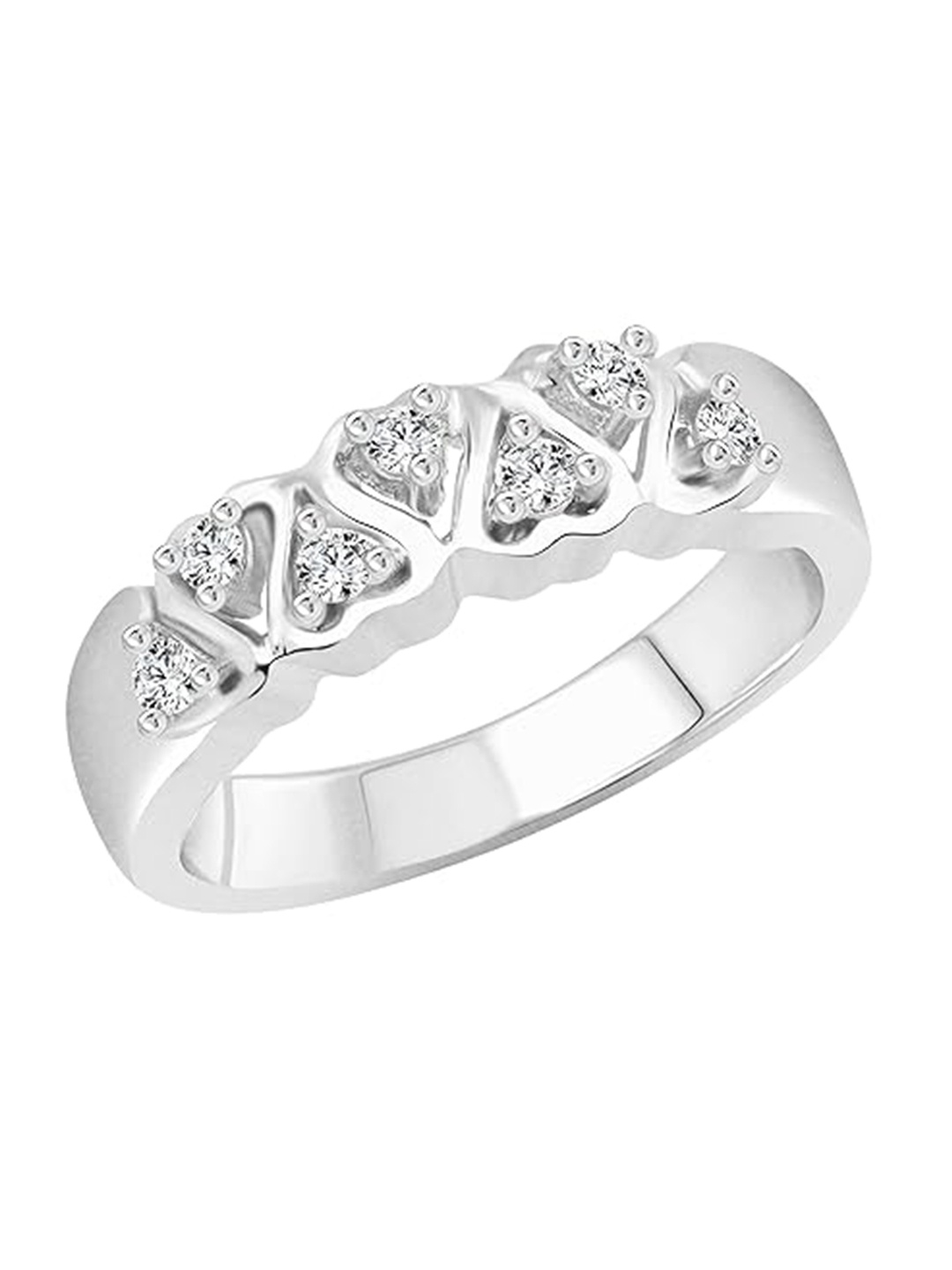 

Vighnaharta Rhodium-Plated CZ-Studded Finger Ring, Silver