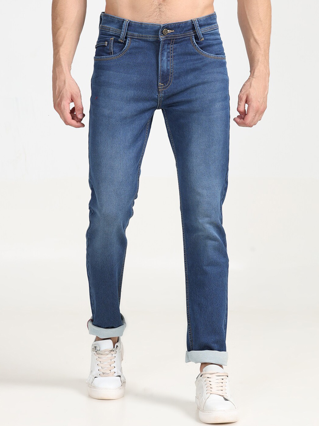 

Jean Cafe Men Blue Jean Slim Fit Clean Look Light Fade Cotton Jeans