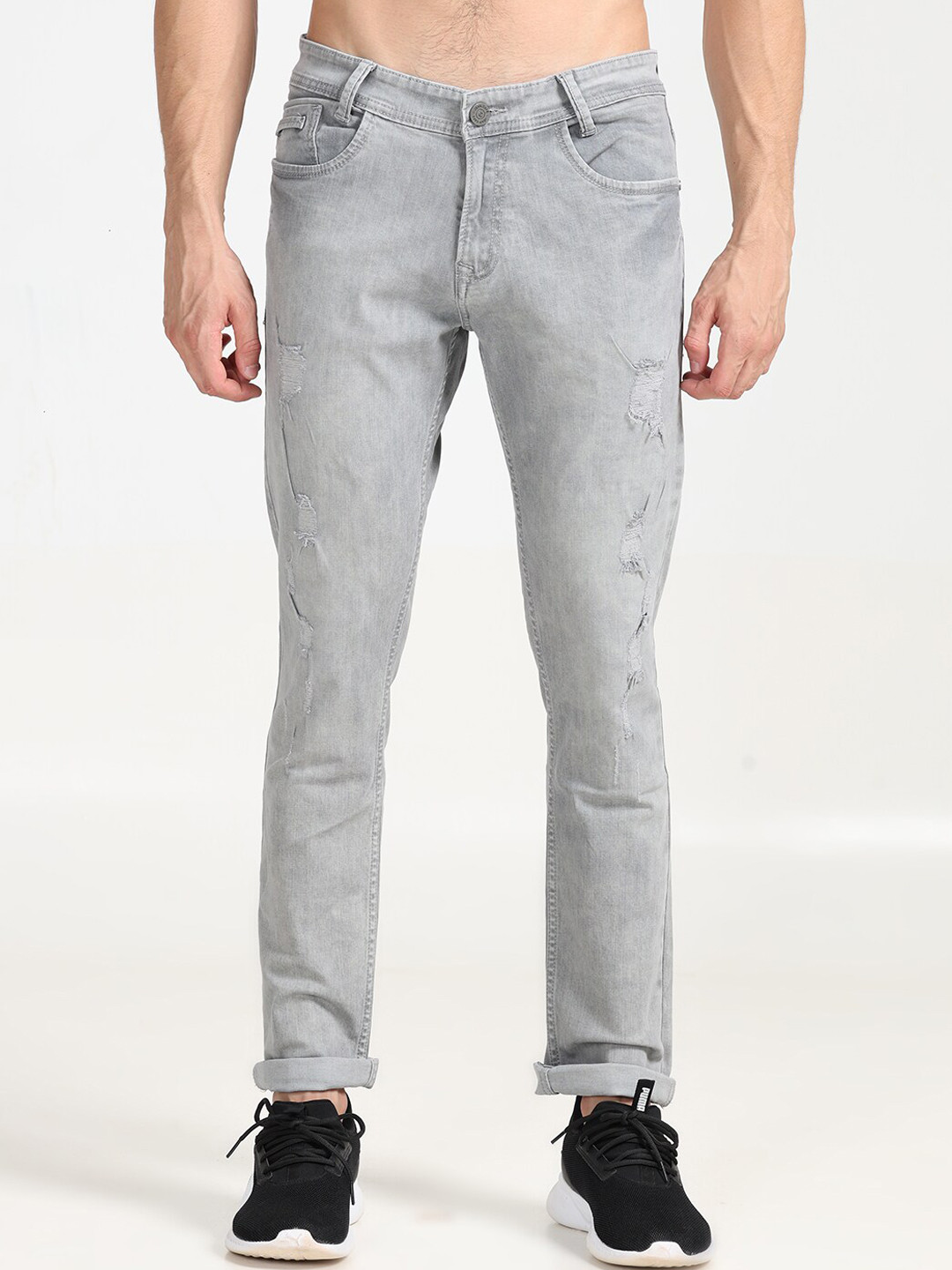 

Jean Cafe Men Jean Slim Fit Clean Look Cotton Jeans, Grey