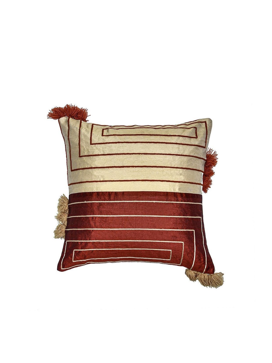

Athome by Nilkamal Maroon & Beige Embroidered Square Cushion Covers