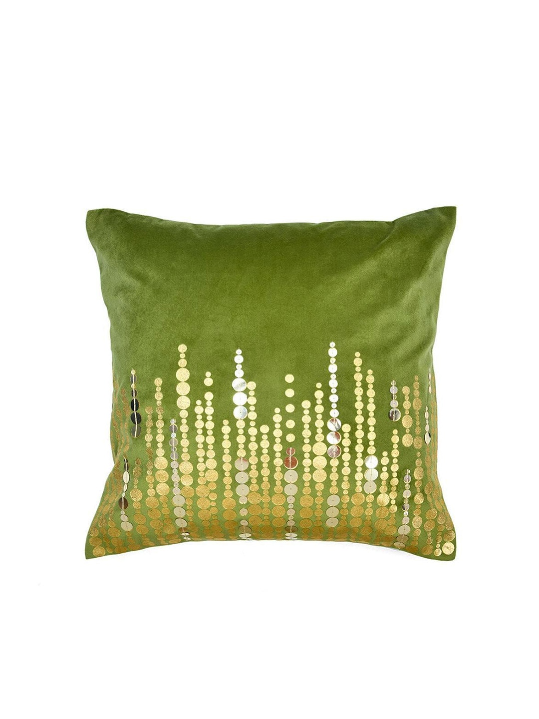 

Athome by Nilkamal Green & Gold-Toned Embellished Square Cushion Covers