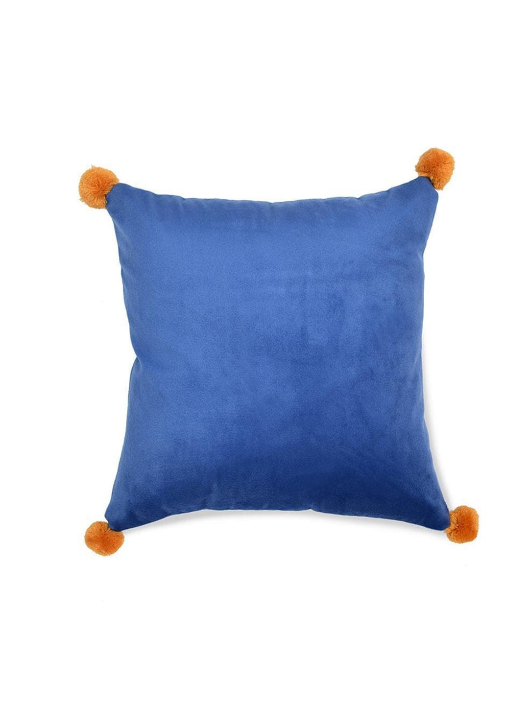 

Athome by Nilkamal Blue & Orange Pom Pom Square Cushion Cover