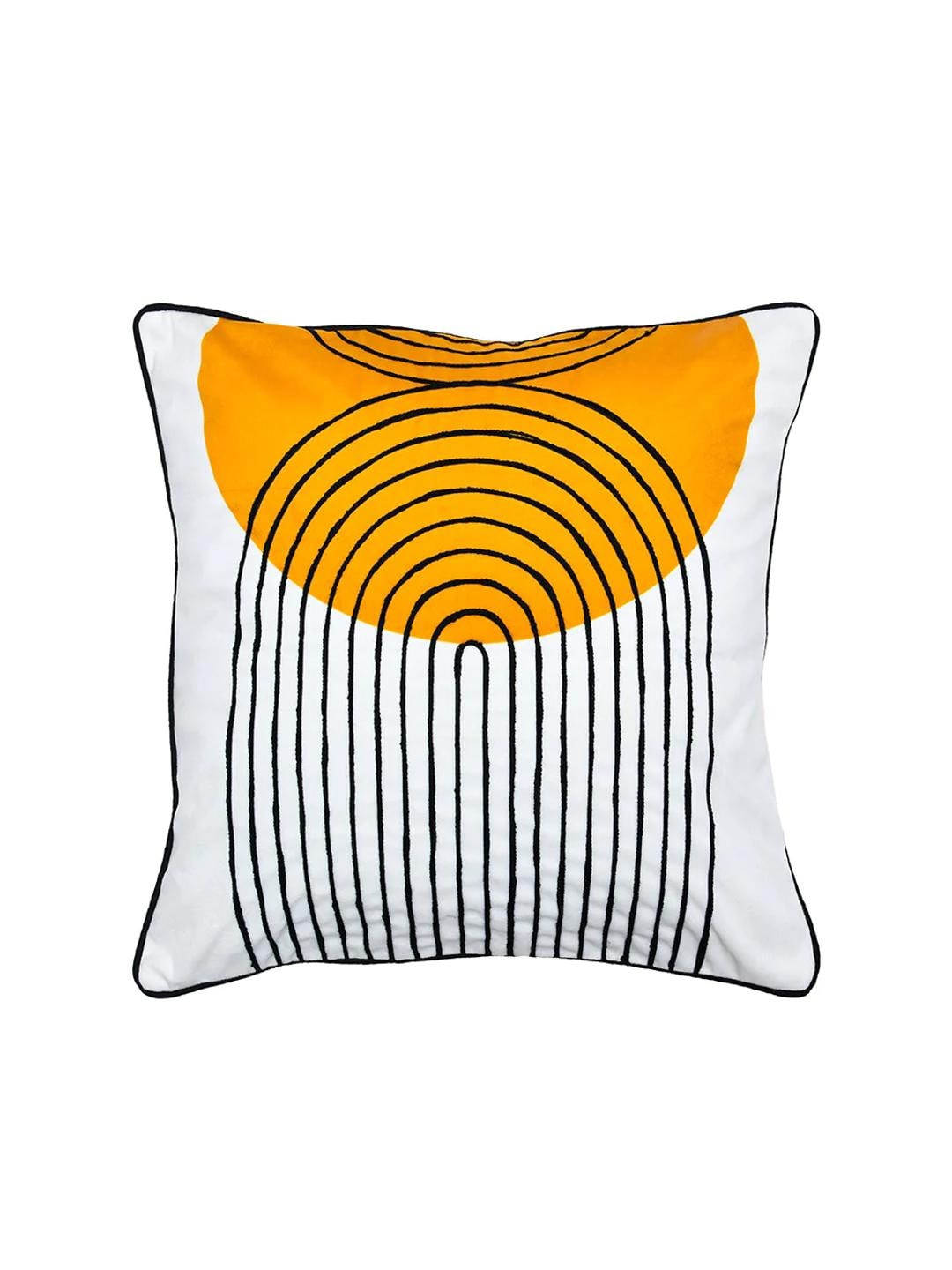 

Athome by Nilkamal White & Mustard Square Cushion Cover