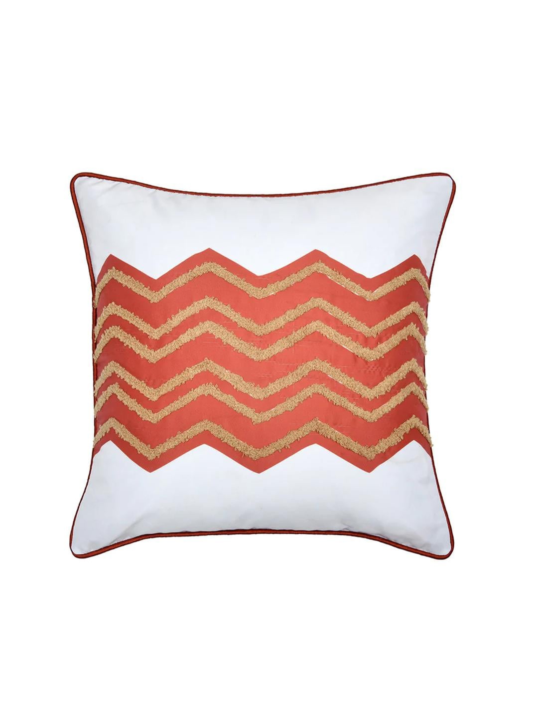 

Athome by Nilkamal White & Red Embroidered Square Cushion Cover