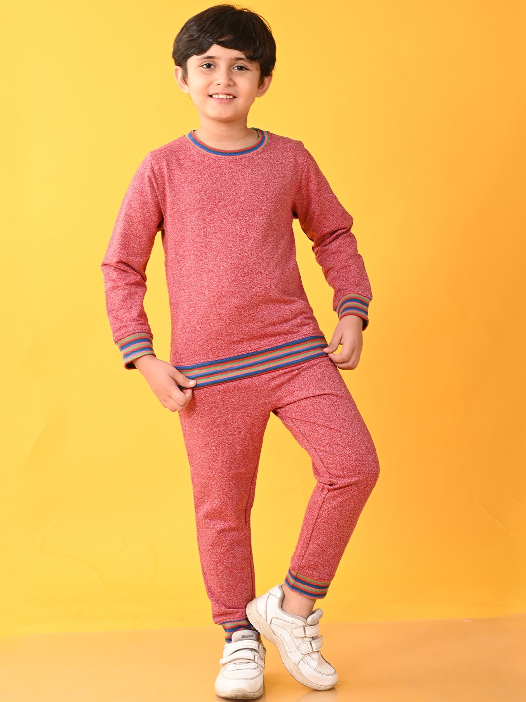 

Anthrilo Boys Round Neck Sweatshirt With Joggers, Red
