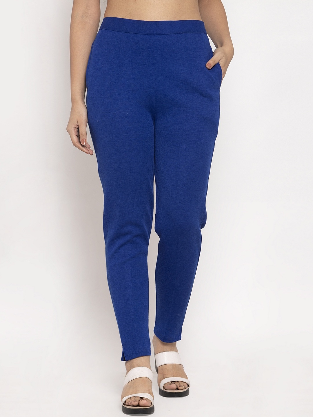 

Trend Level Women Relaxed Straight Leg Easy Wash Woollen Trousers, Blue