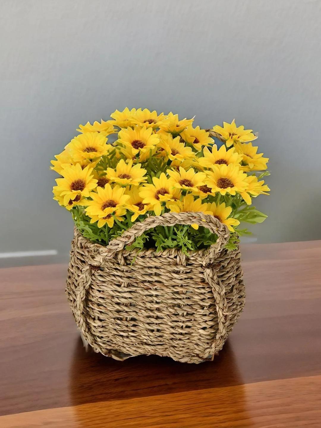 

Athome by Nilkamal Yellow & Green Daisy Artificial Flower Potted Plant
