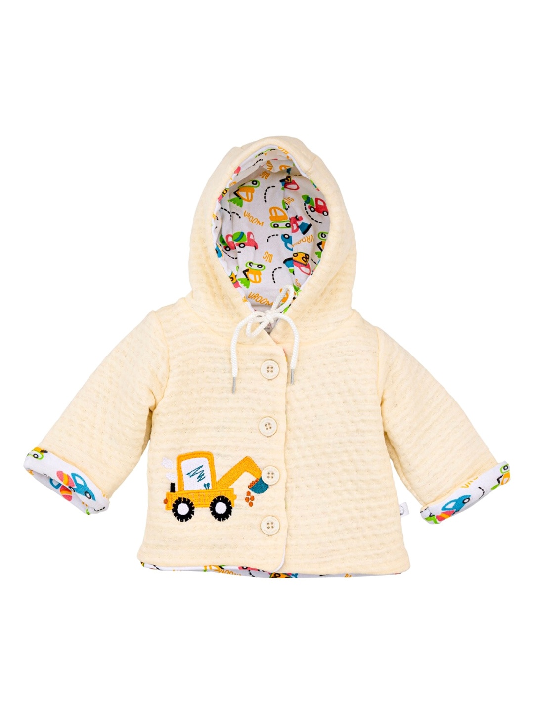 

Dear Little Infants Kids Hooded Cable Knit Self Design Cotton Cardigan Sweater, Yellow